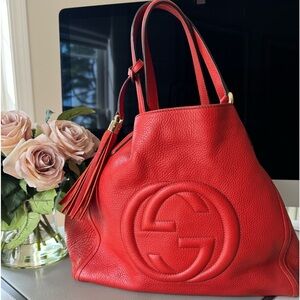 Gucci Red Leather Medium SOHO Bag